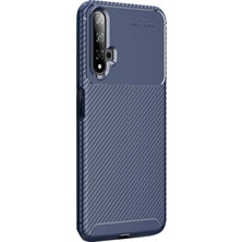 Case Street Huawei Honor 20 Kılıf Negro Karbon Dizayn Silikon + Nano Ekran Koruyucu Lacivert