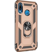 Case Street Huawei P20 Lite Kılıf Vega Standlı Yüzüklü Mıknatıslı + Nano Ekran Koruyucu Gold