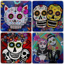 Oscar Stone Decor Doğaltaş Bardak Altlığı 4'lü Set 10 x 10 cm