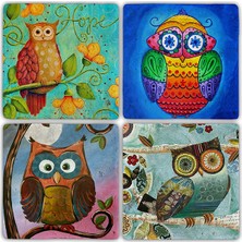 Oscar Stone Decor Doğaltaş Bardak Altlığı 4'lü Set 10 x 10 cm