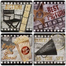 Oscar Stone Decor Doğaltaş Bardak Altlığı 4'lü Set 10 x 10 cm
