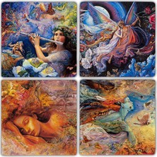 Oscar Stone Decor Doğaltaş Bardak Altlığı 4'lü Set 10 x 10 cm