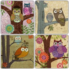 Oscar Stone Decor Doğaltaş Bardak Altlığı 4'lü Set 10 x 10 cm