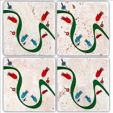 Oscar Stone Decor Doğaltaş Bardak Altlığı 4'lü Set 10 x 10 cm