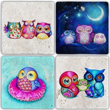 Oscar Stone Decor Doğaltaş Bardak Altlığı 4'lü Set 10 x 10 cm