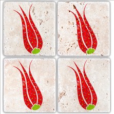 Oscar Stone Decor Doğaltaş Bardak Altlığı 4'lü Set 10 x 10 cm