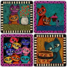 Oscar Stone Decor Doğaltaş Bardak Altlığı 4'lü Set 10 x 10 cm