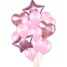 Kidspartim Pembe Lateks ve Folyo Balon Seti
