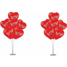 Kidspartim 7 'li Balon Stand Demeti Seni Seviyorum Baskılı Balon