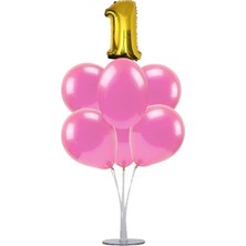 Kidspartim 7 'li Balon Stand Demeti Altın Pembe Balon