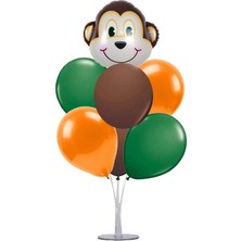 Kidspartim 7 'li Balon Stand Demeti Maymun Safari Temalı Balon