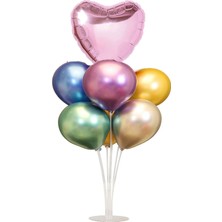 Kidspartim 7 'li Balon Demeti Folyo Kalp Karışık Krom Balon