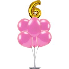 Kidspartim 7 'li Balon Stand Demeti 6 Altın Pembe Balon