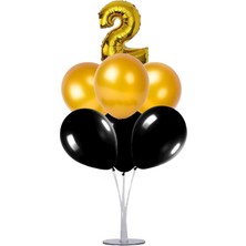 Kidspartim 7 'li Balon Stand Demeti 2 Yaş Gold Siyah