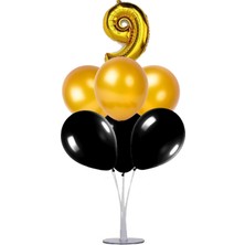 Kidspartim 7 'li Balon Demeti 9 Yaş Gold Siyah Balon