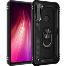 Smody Xiaomi Redmi Note 8 Kılıf Yüzüklü Standlı Lüx Silikon + 5D Tam Ekran Koruyucu Cam - Siyah