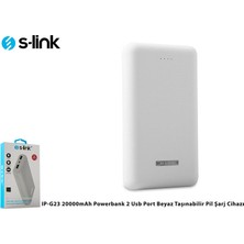 S-Link IP-G23 20000mAh 2 Port Powerbank  Beyaz