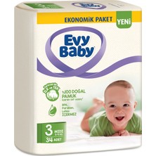 Evy Baby Bebek Bezi 3 Beden Midi 34 Adet (Yeni)