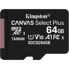 Kingston 64GB MicroSDXC Canvas Select Plus Hafıza Kartı SDCS2/64GB