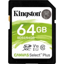 Kingston 64GB SDXC Canvas Select Plus Hafıza Kartı SDS2/64GB