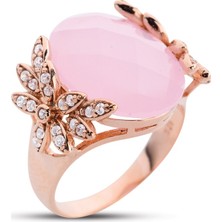 Harem Altın Çicek Bahçesi Pembe Kuvars Taşı Rose Yüzük - Gms178