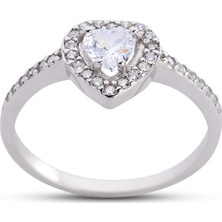 Harem Altın Kalpli Anturaj Beyaz Renk Gümüş Yüzük - Gms190