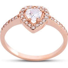 Harem Altın Kalpli Anturaj Rose Renk Gümüş Yüzük - Gms191