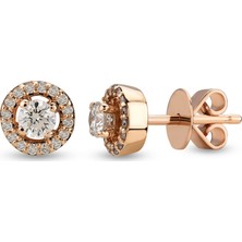 Harem Altın 0.24 Ct Etrafı Taşlı Tektaş Pırlanta Küpe TKPE12