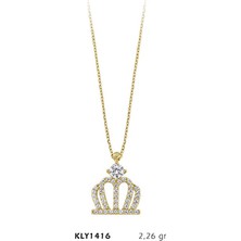 Harem Altın 14 Ayar Altın Taşlı Kral Tacı Kolye Kly1416