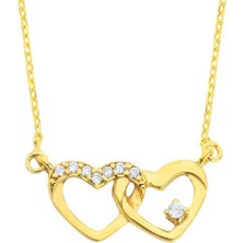 Harem Altın Bağlı Kalpler Gümüş Kolye - Gms948