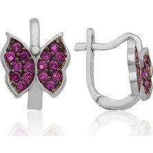 Harem Altın Ea1160209 Gümüş Pembe Kelebek Çocuk Küpesi