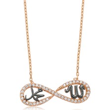 Harem Altın Gümüş Allah Muhammed Yazılı Sonsuzluk Kolye