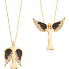 Harem Altın Melek Kanatlı Annem Gümüş Kolye - Gms1056