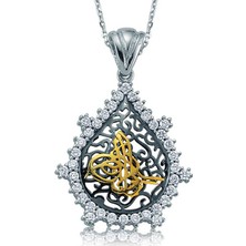 Harem Altın Pt2610248 Gümüş Taşlı Tuğra Bayan Kolye