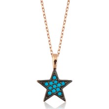 Harem Altın Pt2610390 Gümüş Mavi Yıldız Bayan Kolye