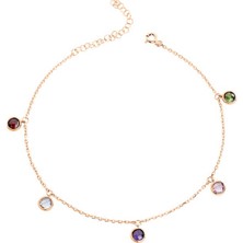 Harem Altın Renkli Taşlı Beşli Gümüş Halhal - Gms815