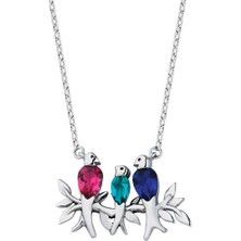 Harem Altın Renkli Taşlı Üçlü Kumru Gümüş Kolye - Gms1106