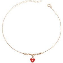 Harem Altın Toplu Mineli Sallantı Kalp Gümüş Halhal - Gms829