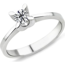 Harem Altın 0.32 Karat F Renk Hrd Sertifikalı Pırlanta Tektaş Yüzük Pr125