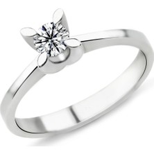 Harem Altın 0.30 Karat F Renk Hrd Sertifikalı Pırlanta Tektaş Yüzük Pr457