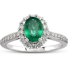 Harem Altın 0.93 Ct Pırlanta Zümrüt Yüzük RTY31