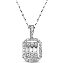 Harem Altın 0.33 Karat F Renk Pırlanta Baget Kolye Bp2