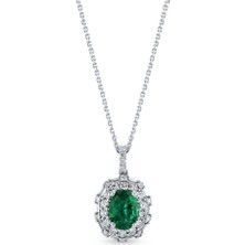 Harem Altın 1.59 Ct Pırlanta Zümrüt Taşlı Kolye Rtkl60