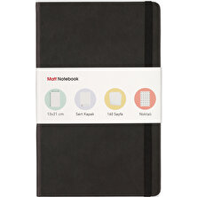 Matt Notebook Lastikli Defter Noktalı 13 x 21 cm Siyah