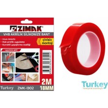 Zimak Akrilik Silikonize Çift Taraflı Band 2mx18mm