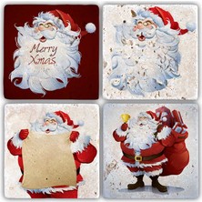 Oscar Stone Decor Bardak Altlığı Yılbaşı 4'lü Set