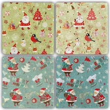 Oscar Stone Decor Bardak Altlığı Yılbaşı 4'lü Set