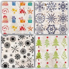 Oscar Stone Decor Bardak Altlığı Yılbaşı 4'lü Set