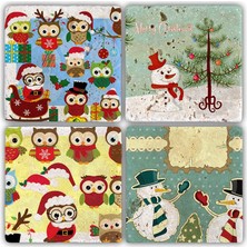 Oscar Stone Decor Bardak Altlığı Yılbaşı 4'lü Set