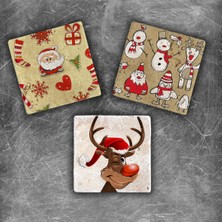 Oscar Stone Decor Yılbaşı Doğaltaş Magnet - 3'lü Set